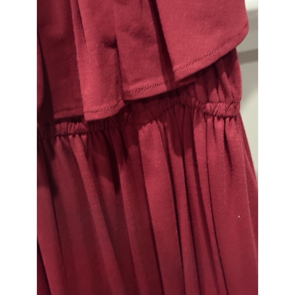 THANTH Burgundy Off Shoulder Ruffle Knit Maxi Dress Women's Size L Romantic Goth - Picture 3 of 9